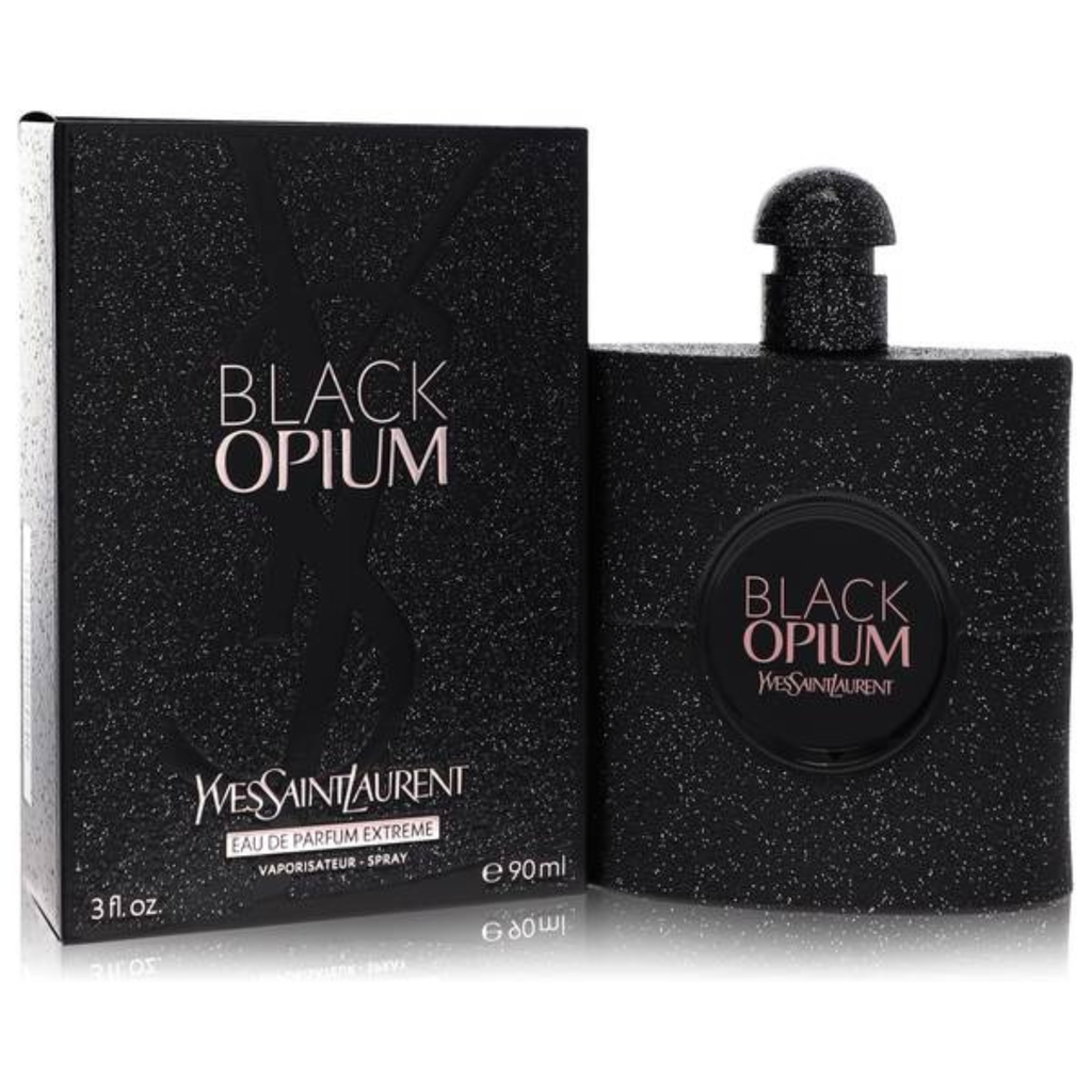 Yves Saint Laurent Black Opium perfume bottle and packaging on a white background