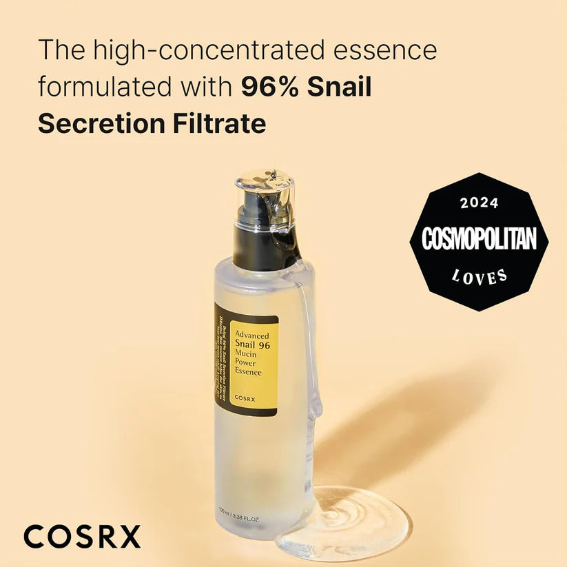 COSRX Advanced Snail Mucin 96% Power Repairing Essence 100ml | Hydrating Face Serum for Dull Skin & Fine Lines | Korean Skincare for All Skin Types