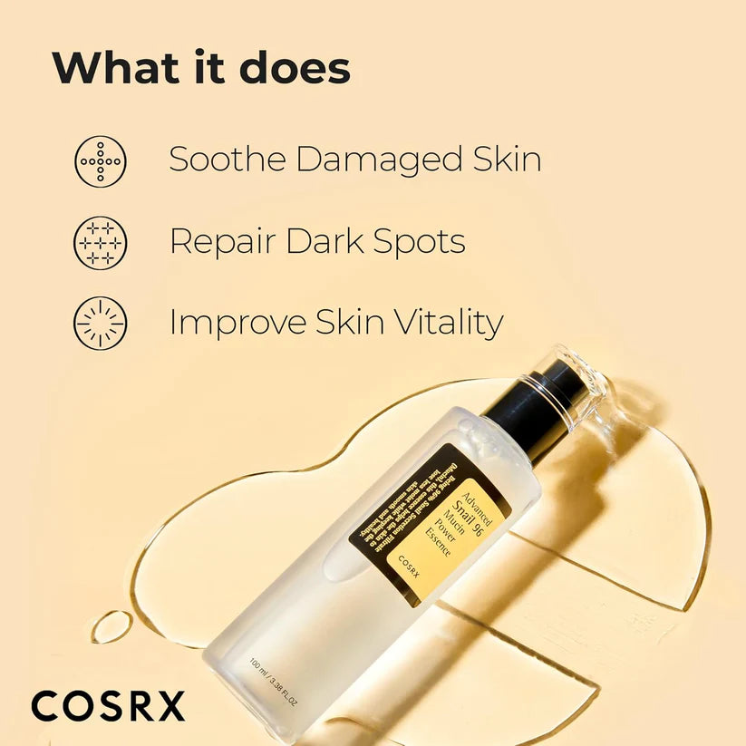 COSRX Advanced Snail Mucin 96% Power Repairing Essence 100ml | Hydrating Face Serum for Dull Skin & Fine Lines | Korean Skincare for All Skin Types