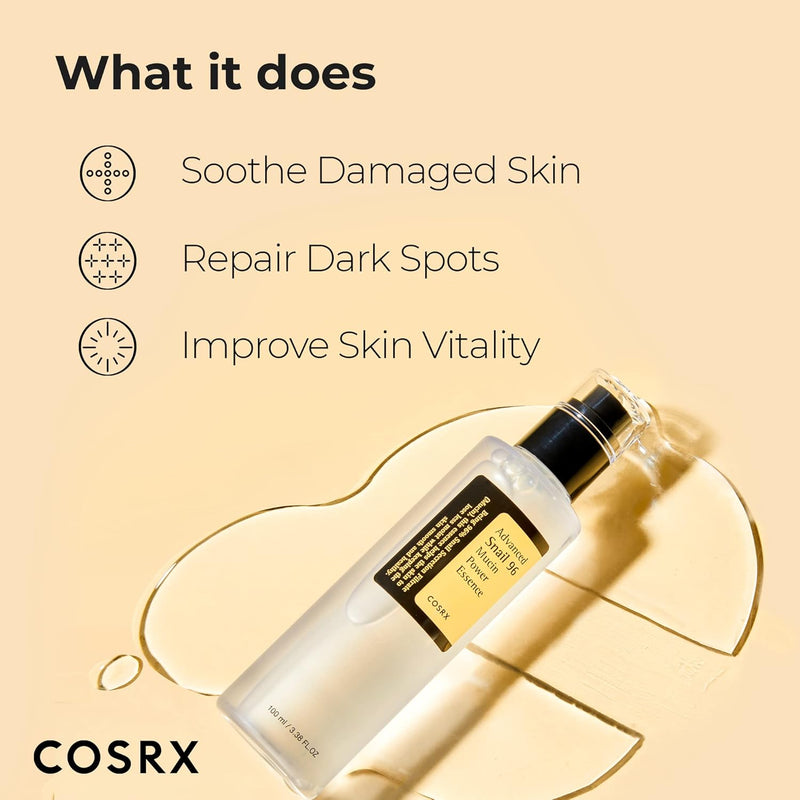 COSRX Snail Mucin 96% Power Repairing Essence 100ml, Hydrating Serum for Face with Snail Secretion Filtrate for Dull Skin & Fine Lines, Korean Skin Care