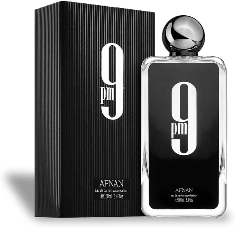 Afnan 9PM perfume bottle and packaging on a white background