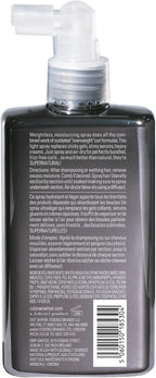Back label of a hair care product bottle with text and branding.