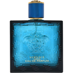 Blue Versace Eros Eau de Parfum bottle on a white background