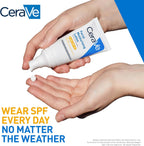 CeraVe facial moisturizing lotion being applied to a hand with promotional text.