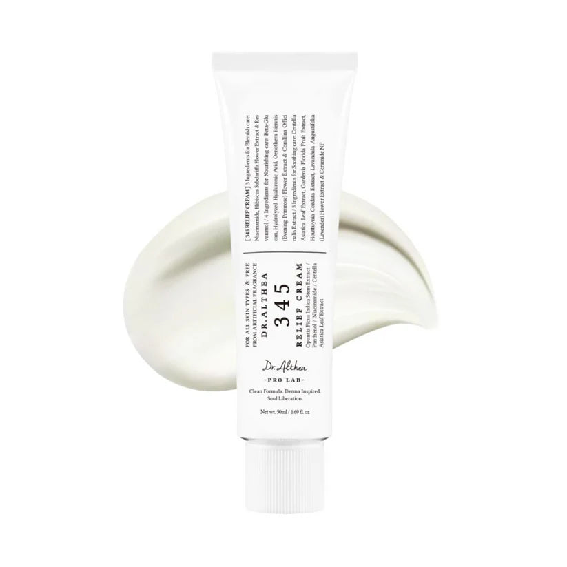 Dr.Althea 345 Relief Cream | Daily Face Moisturizer for Blemish Relief | Soothing & Hydrating with Niacinamide + Panthenol | Korean Vegan Skincare for All Skin Types | 50ml